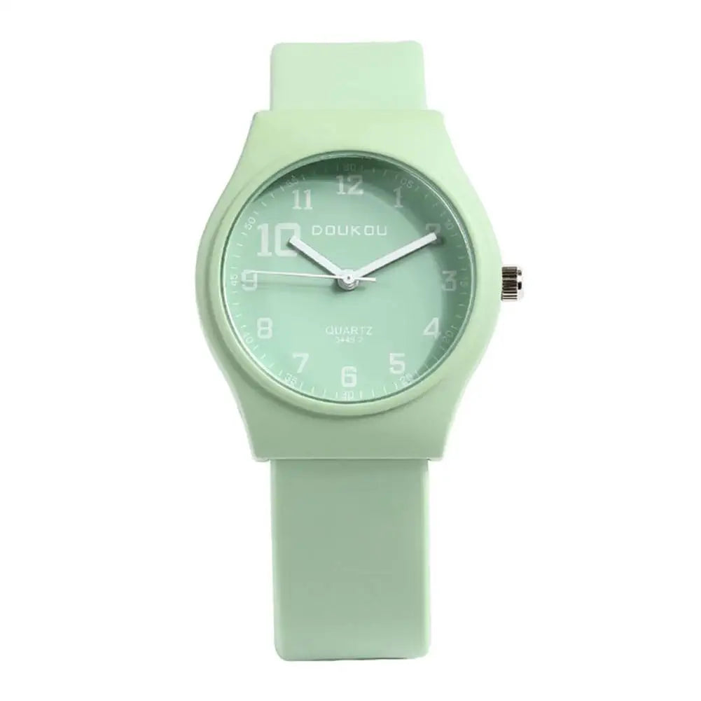 Summer Candy Colors Watch Korean Women Circular Quartz Watches Trendy Ladies PU Leather Watch Luxury Simple Wristwatch Clock
