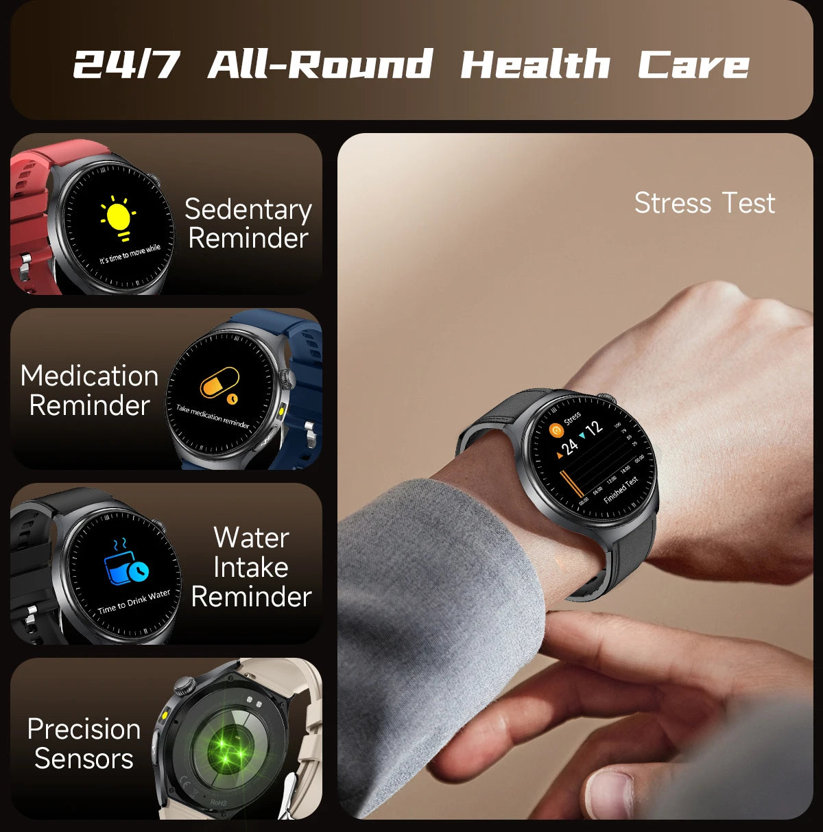 2026 New Accurate Diagnosis ECG Smart Watch Body Fat Blood oxygen BP Health Sport HD AMOLED Screen call Smart watch Men women