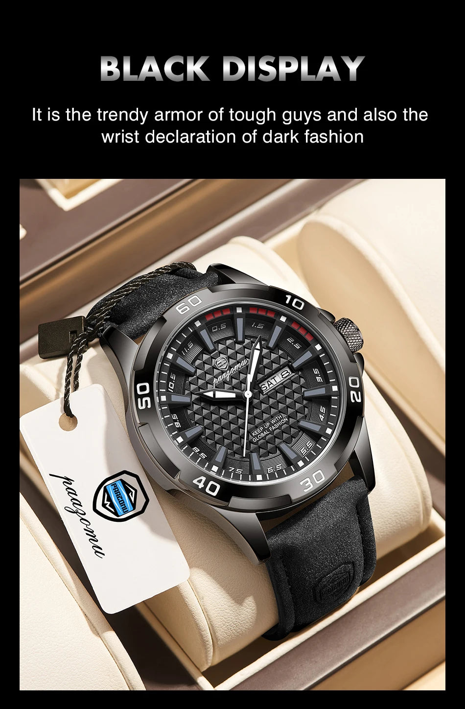 PAAZOMU Luxury Sports Men Watch Luminous Waterproof Chronograph Date Man Wristwatch Leather Quartz Business Men's Watches Reloj