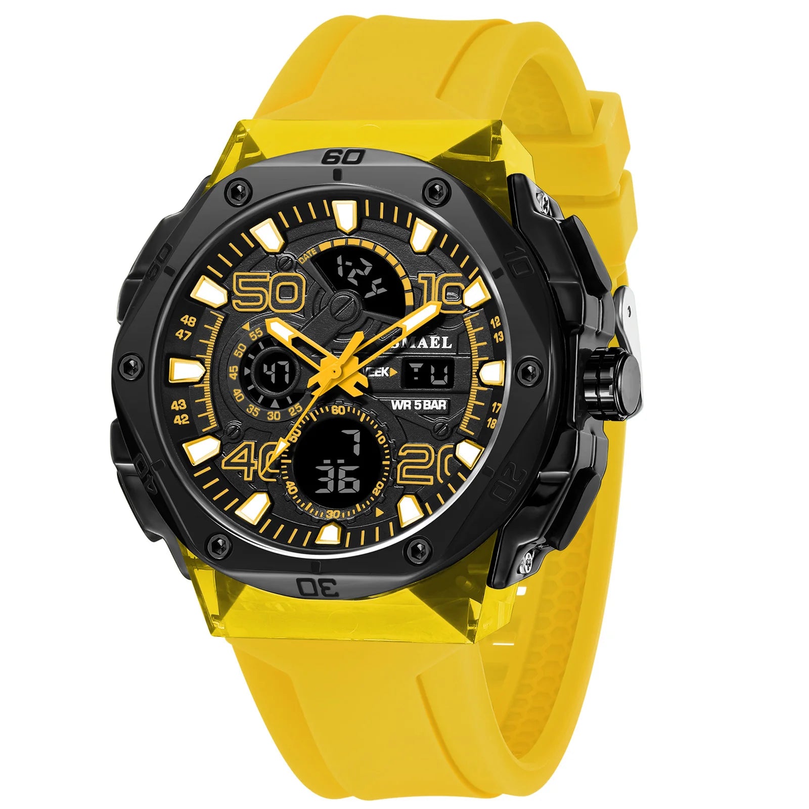 SMAEL Men's Sport Digital LED Watch Dual Time Stopwatch Alarm Clock 50M Waterproof 8113 Wristwatch Sports Army Military Watches