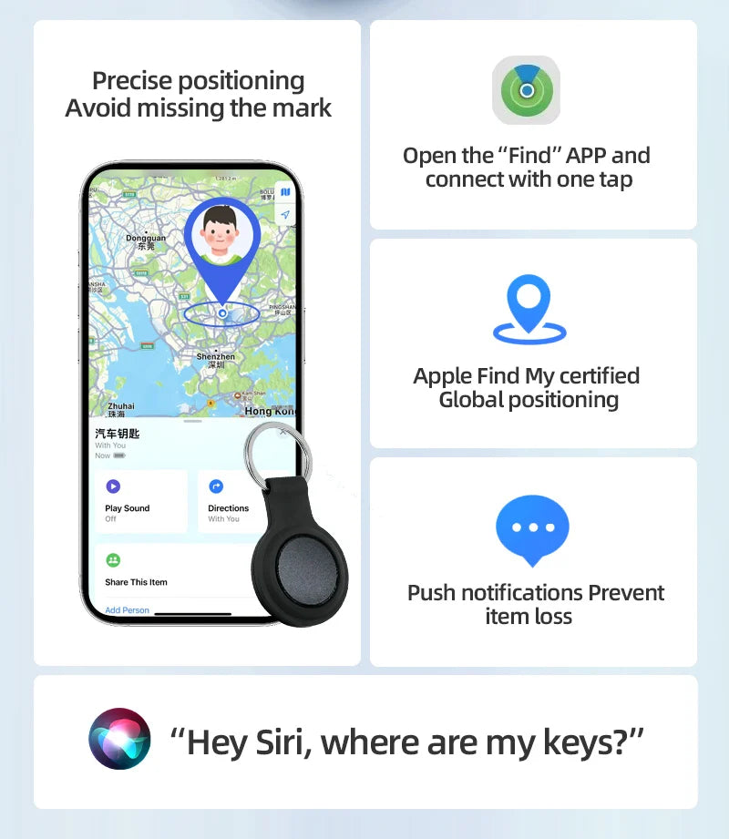Smart iOS GPS Tracker Tag Suitable For Apple iOS Airtag Anti Loss Locator Car Key Bicycles Elderly People Pets Anti Loss Tracker