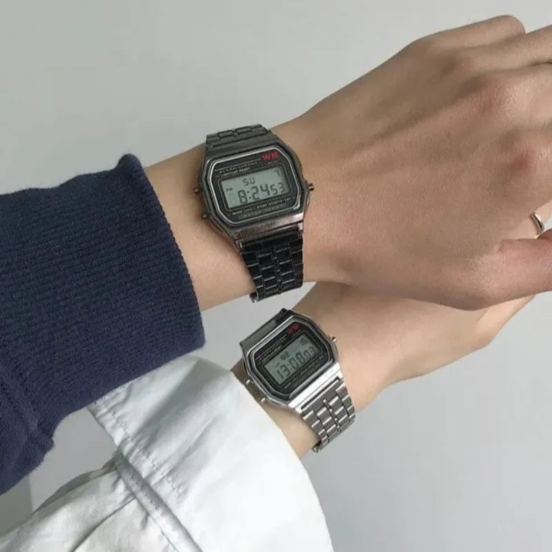 Luxury LED Digital Watches for Men Stainless Steel Gold Sliver Electronic Watch Fashion Business Mens Watch relogios masculino