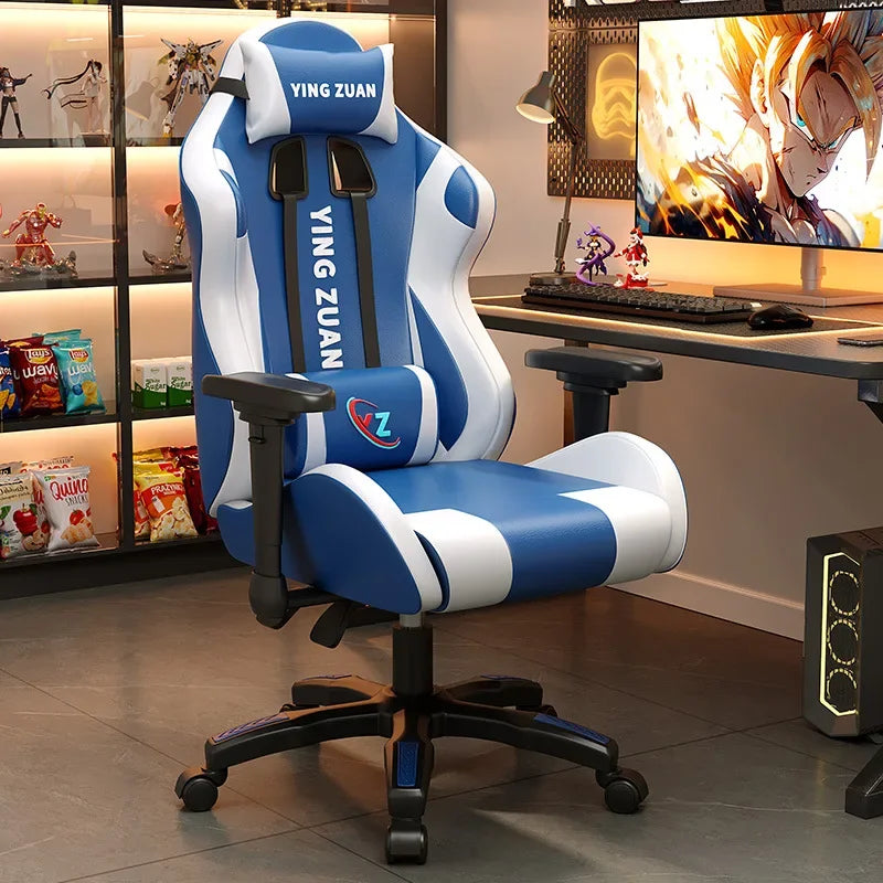 AOLIVIYA Game Chair Ergonomic Bedroom Office Computer Chair Lifting Rotating Armrest with Pedal Student Study Chair