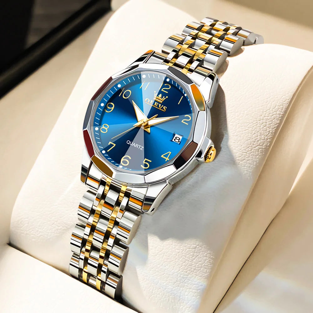 OLEVS 9931 Elegant Fashion Women's Watches Luxury Brand Original Quartz Watch forLadies Waterproof Stainless Steel Luminous Date