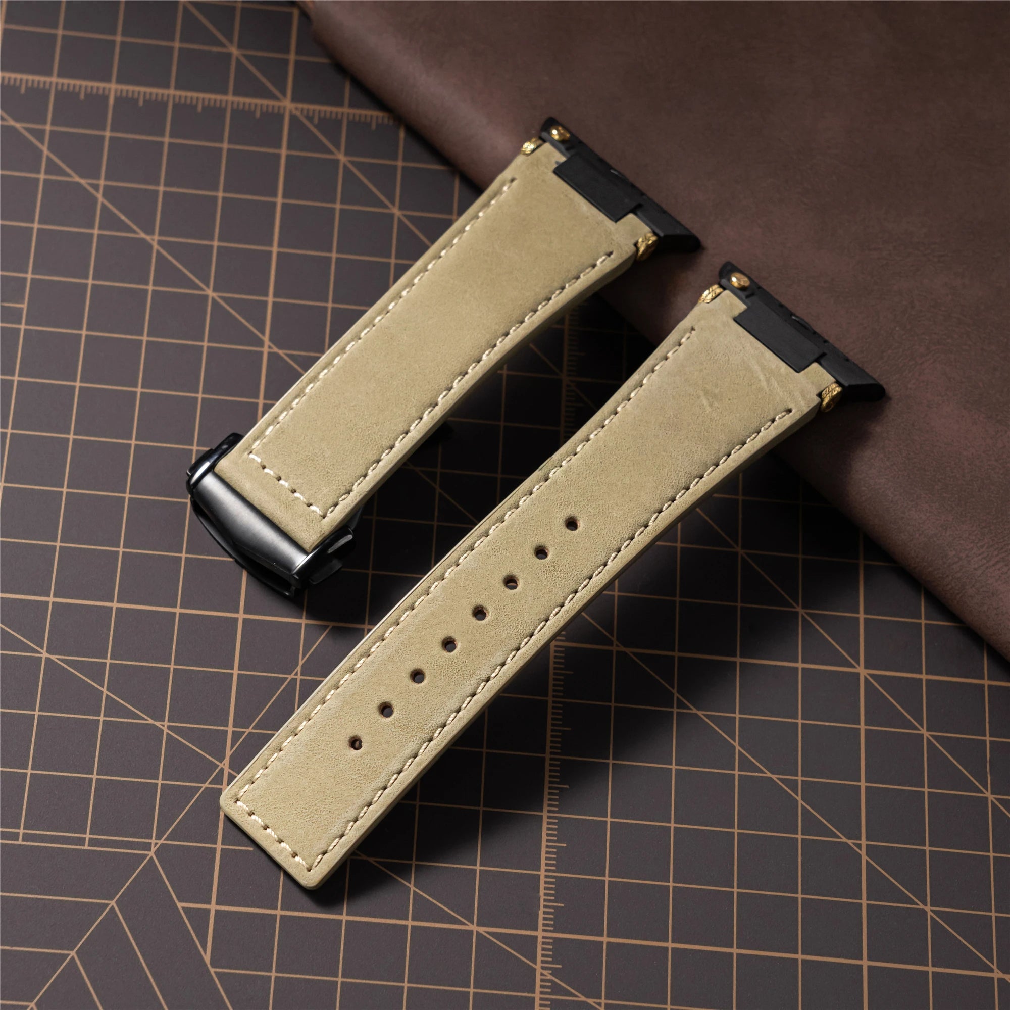Luxury Leather Stainless Steel Band for Apple Watch 49mm 46mm 45mm 44mm Business Strap for iWatch Series 10 9 8 7 SE Ultra 2