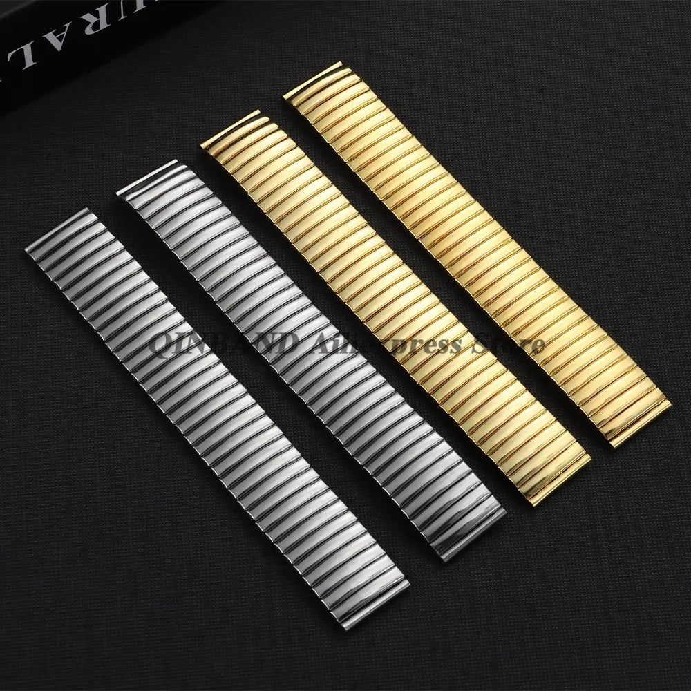 12mm 14mm 16mm 18mm 20mm 22mm Expansion Stainless Steel Watch Strap Elastic Metal Watchband Universal Men Women Watches Bracelet