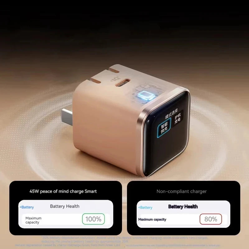 Original Choice A121D Anker Nano Smart 45W Type C Charger Fast Charging Foldable Plug USB C Charger Block Screen Display