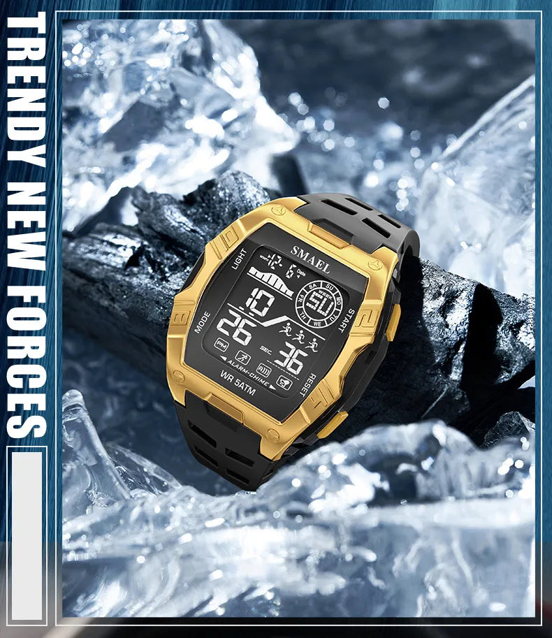 Military Watches Smael relojMen Watch 2025 New 50M Waterproof  Stopwatch Alarm LED Light Digital Watches 8130 Men's Sports Watch
