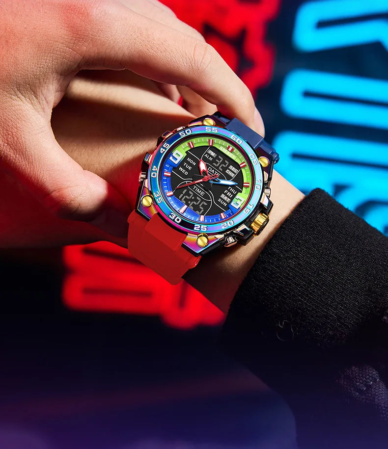 SMAEL Sports Watches 50M Waterproof Quatz Watches Mental Shockproof Men's Wristwatch Dual Time Alarm Clock  8138 Military Watch