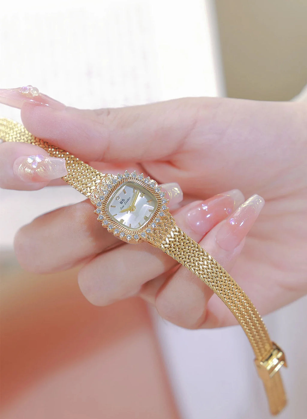 Fashion Brand Luxury Womens Watch With Rhinestones Golden Mesh Diamond Watches Small Ladies Watch For Women Relogios Feminino