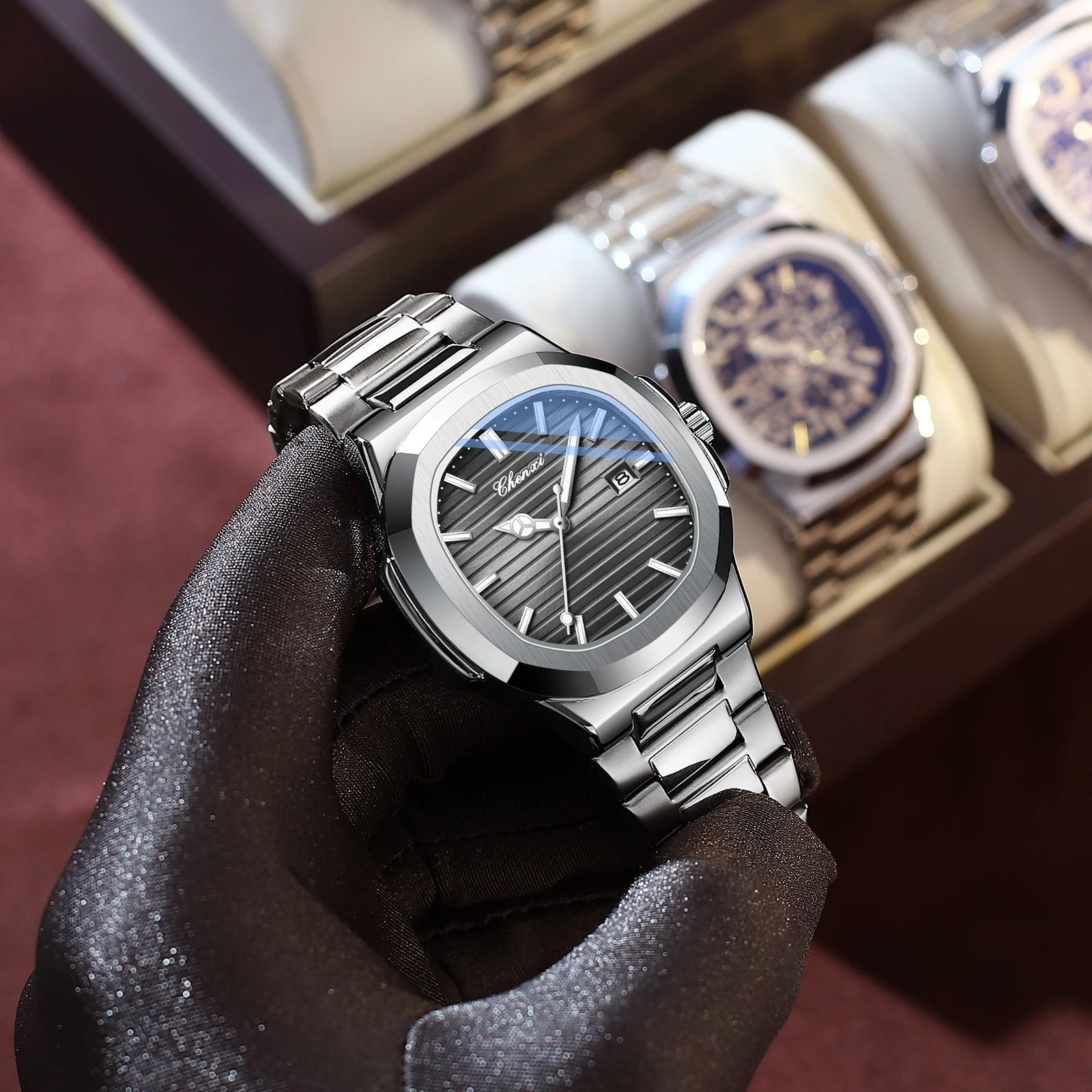 Fashion Couple Watches Men and Women Business Luxury Stainless Steel Quartz Wristwatch Waterproof Luminous Couple Watch Pair Set