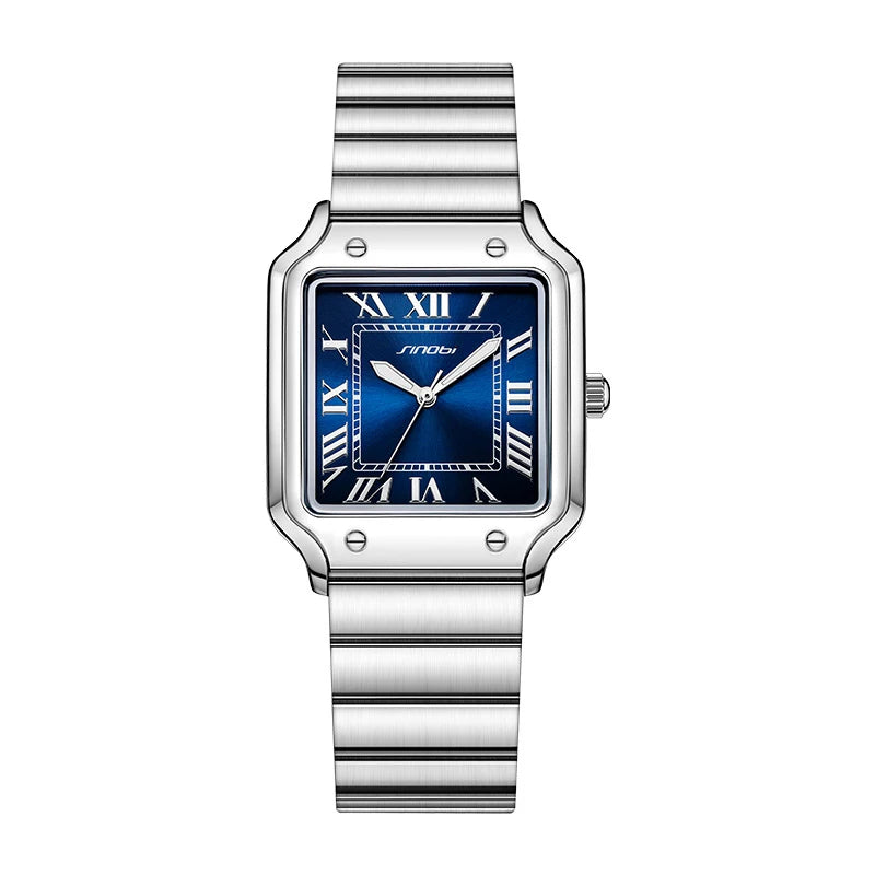 Square Quartz Watch Men Stainless Steel Waterproof Business Wristwatch Male Clock Relogio Masculino