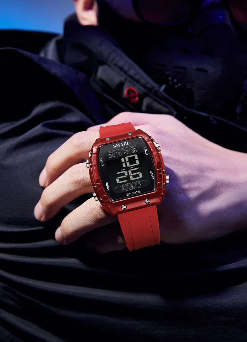SMAEL Watches for Women LCD Digital Movement Silicone Strap Clock Fashion Trend Waterproof Sport Electronic Wristwatches Female