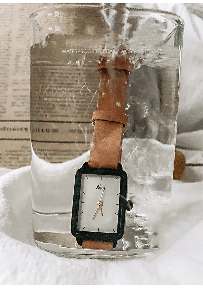 GEDI Watches for Woman Vintage Niche Elegant Waterproof Leather Watches Ladies Quartz Square Women's Wristwatches