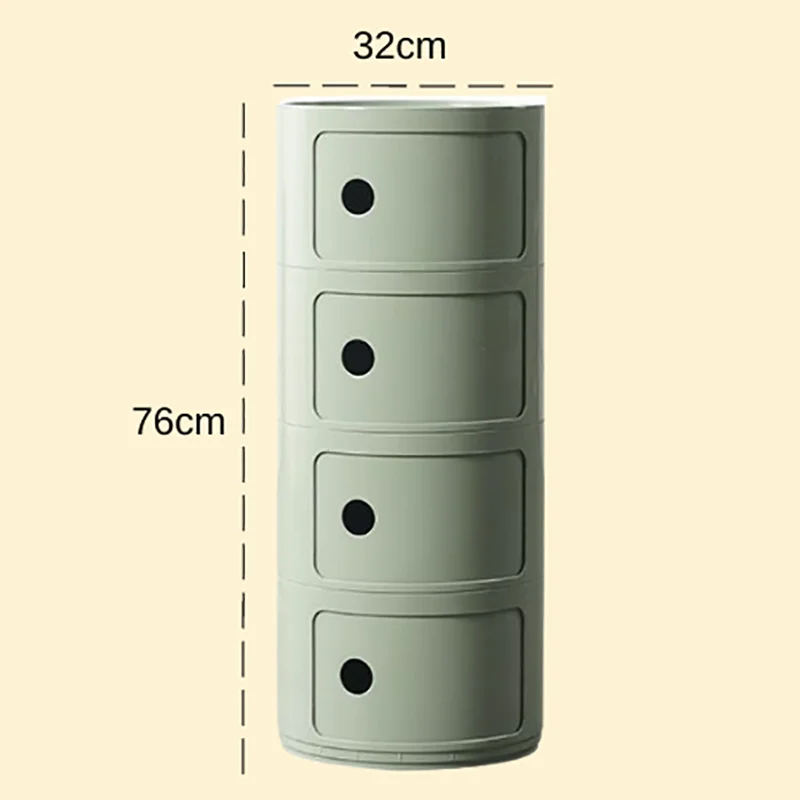 Plastic Round Bedside Nightstand with Drawers Practical Storage Box Cabinet Nightstand Chic Decor for Bedroom Living Room