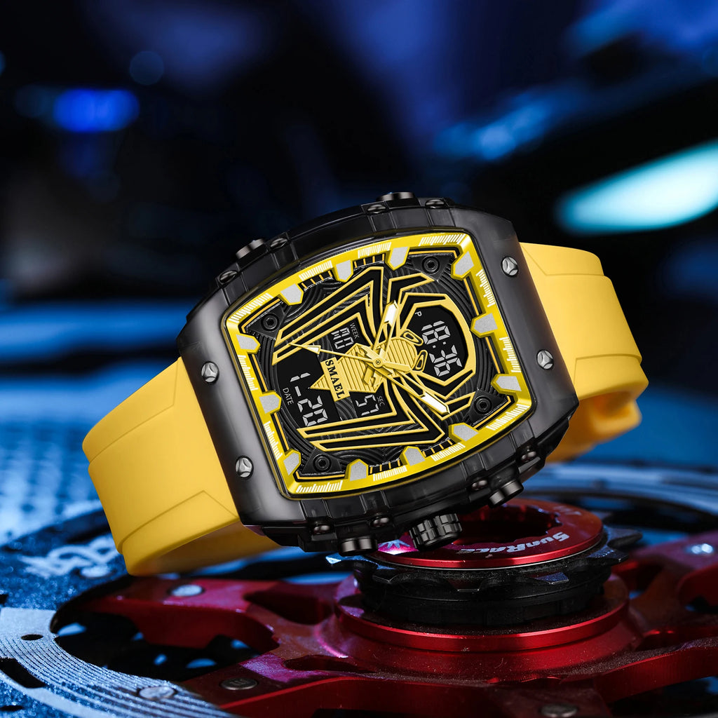 2025 Fashion Men Watches Rectangle Sport Watches Digital 8116 Dual Time Watches 50m Waterproof Electronic Men's Wrist Watches