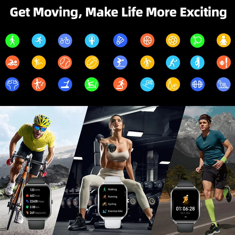 New Ultra Thin Smart Watch men 1.96" AMOLED HD Pixel Display Always Show Time BT Call Reminder Smartwatch Ladies For Android iOS