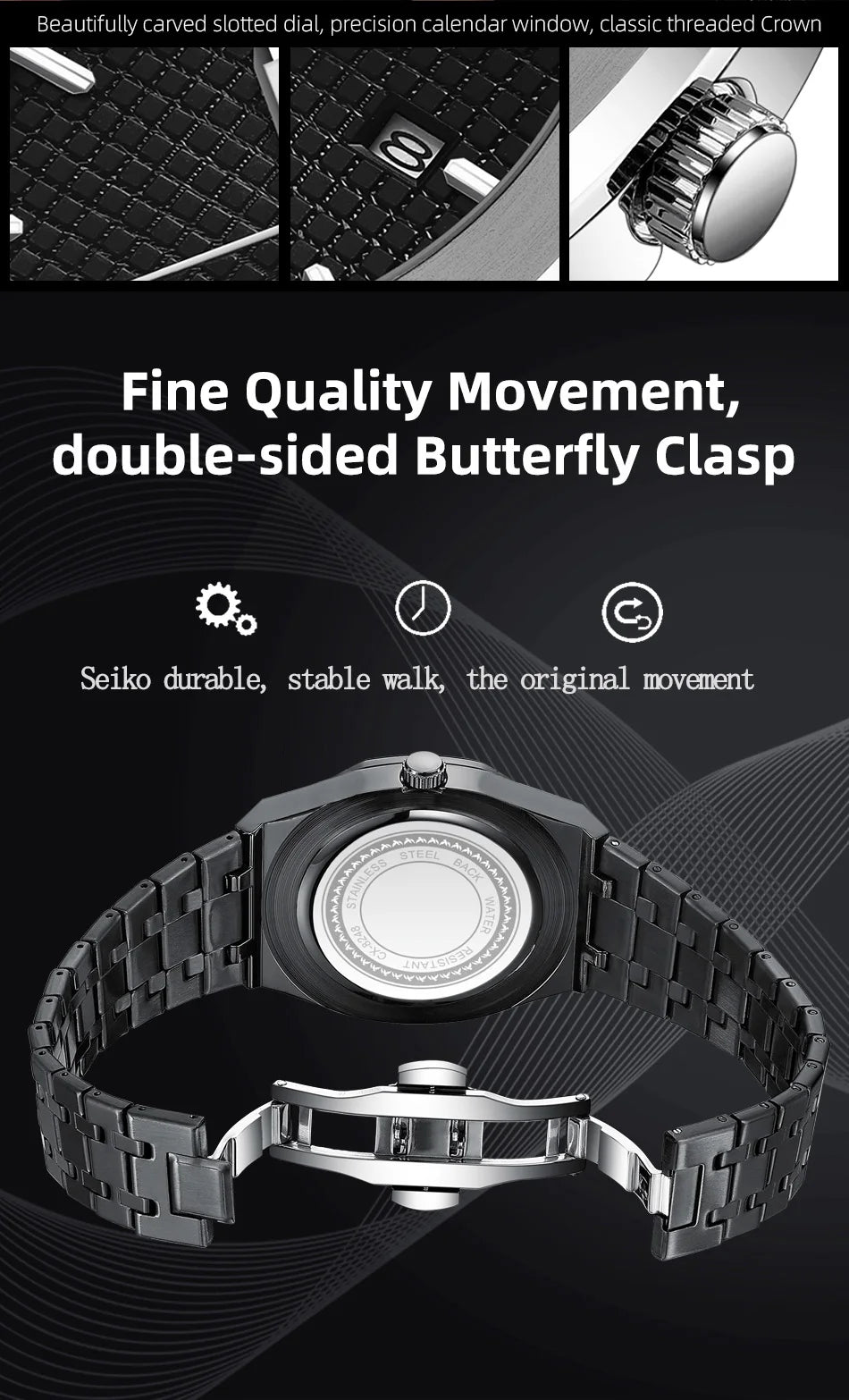 Mens Wacthes High Quality Waterproof Calendar Quartz Watch Men Original Stainless Steel Fashion Luminous Wristwatch Gifts Men