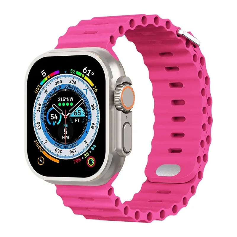Ocean strap For Apple Watch Ultra 3 2 1 Band 49mm 11 10 9 8 7 46mm 45mm 41mm Silicone Wristband iWatch 6 5 4 SE3 44mm 40mm 42mm