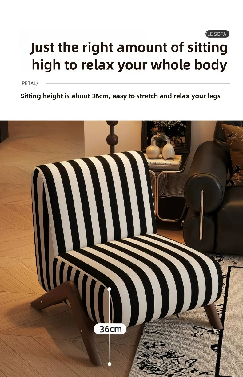 Single Sofa Chair with Antique Style, Lazy Living Room, Balcony, Leisure Chair, Zebra Chair, Solid Wood Designer Single Chairs
