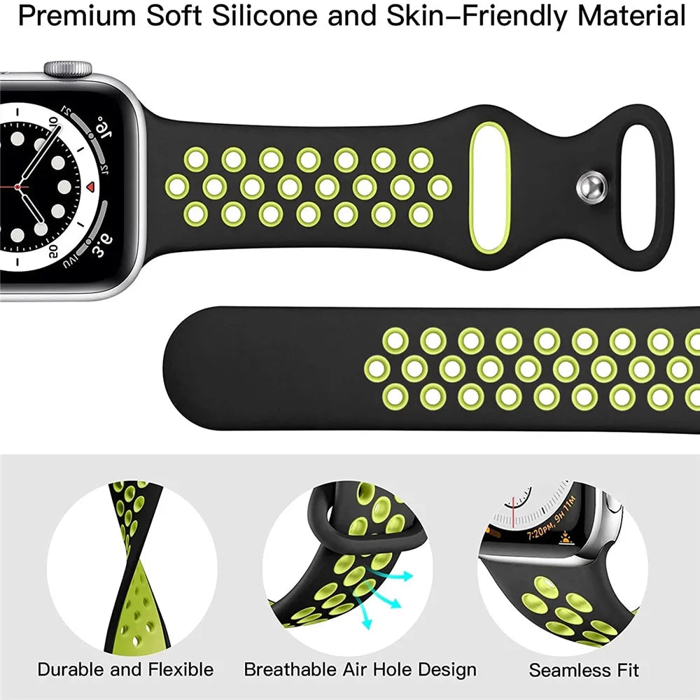 Strap For Apple Watch Band 44mm 49mm 45mm 40mm 41mm 38mm 42mm correa Breathable sports bracelet iwatch series 8 SE 7 6 5 9 Ultra