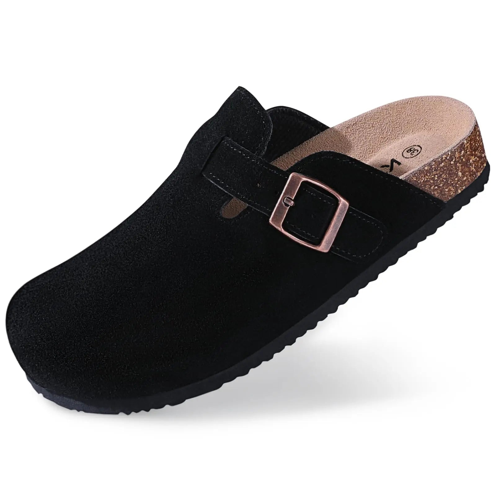 Asgard Women Cork Sole Clogs Slippers Fashion Cow Suede Flat Mules With Adjustable Buckle Men Leather Potato Shoes Beach Sandals