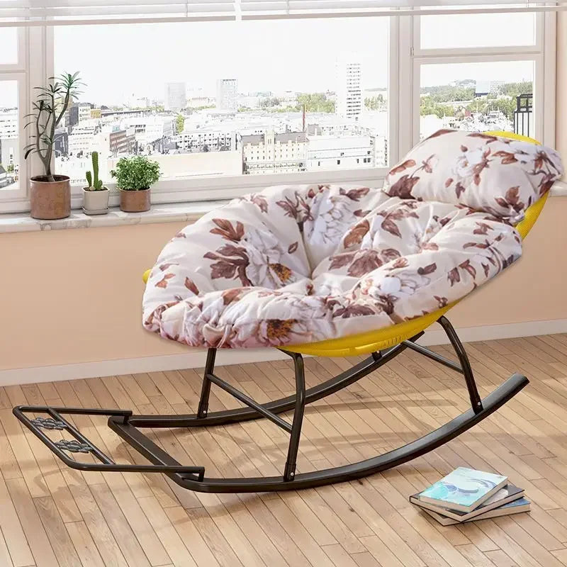 Leisure Lounge Chair, Garden Chair, Widened Rocking Chair, Rattan Rainbow Rocking Chair