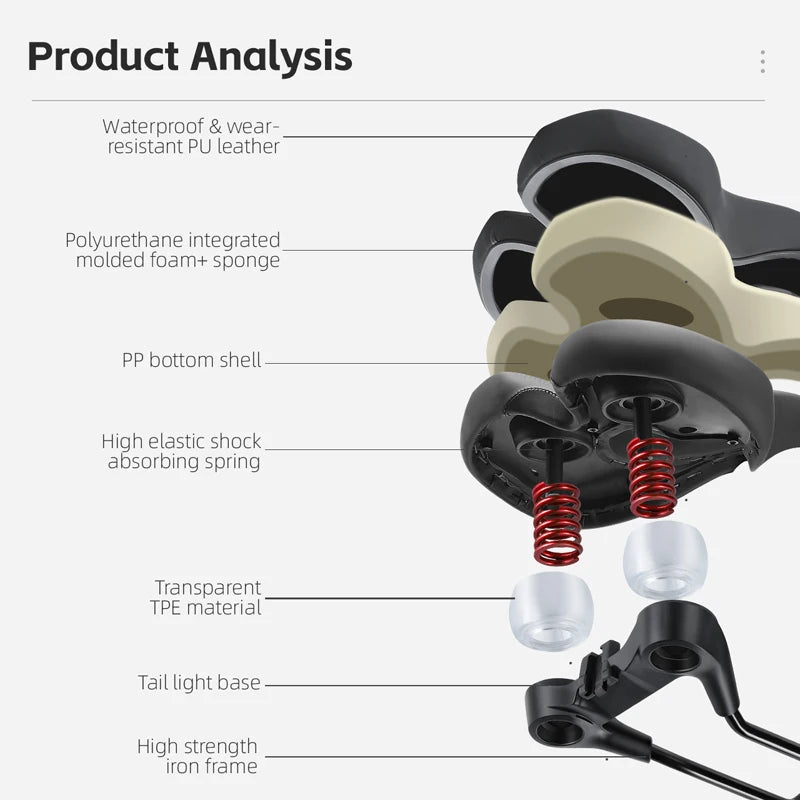 WEST BIKING Bicycle Saddle Comfortable Shockproof Bike Seats with Spring Shock Absorber MTB Road Bike Hollow Breathable Cushion