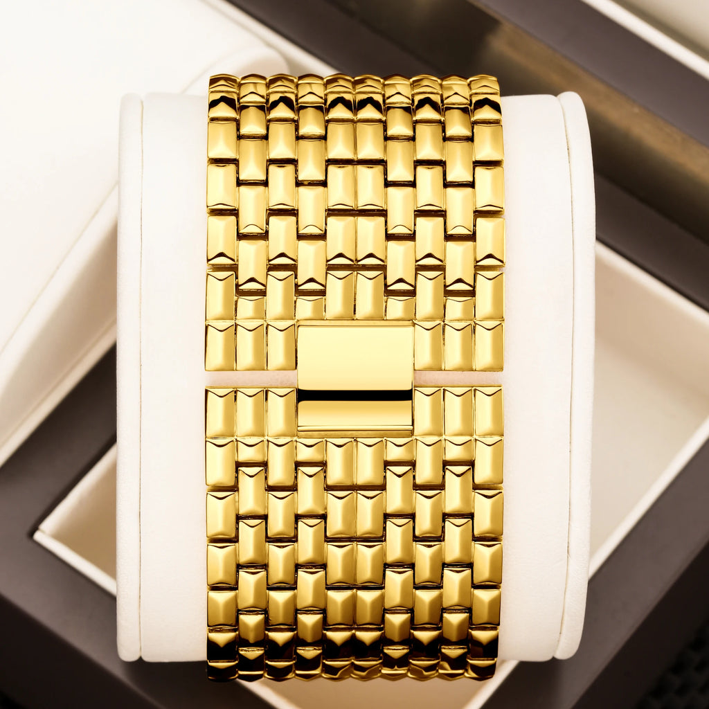YaLaLuSi Women's Quartz Water-Resistant Watch: Luxurious Gold Square Fashionable and Elegant Bracelet Watch Gift reloj mujer