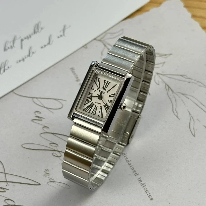 Hot Sale Women Square Dial Quartz Watch Minimalist Steel Strap Wristwatch Para Mujer Ladies Gifts Dropshipping Relógio Feminino