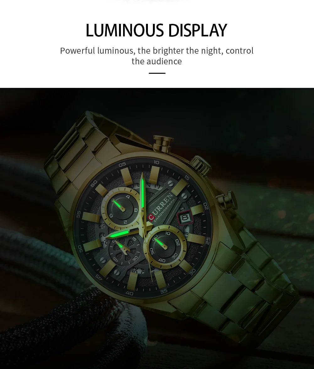 CURREN Top Luxury Business Calendar Multi functional Waterproof Sports Men's Quartz Men Watch Construction Wristwatch for Men