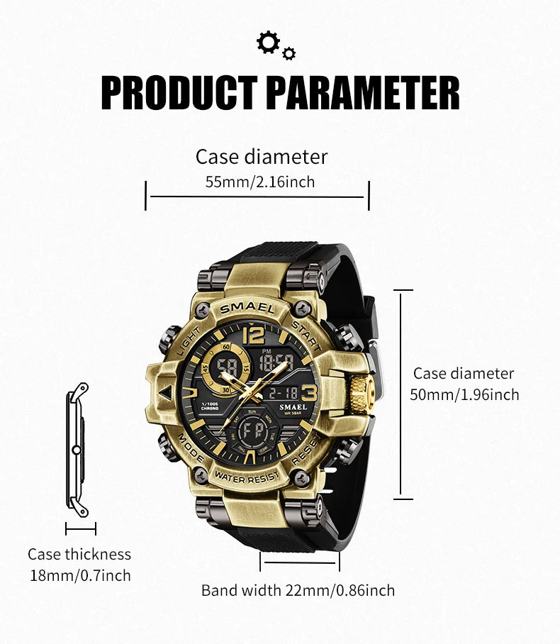 2025 SMAEL Sports Watches Men LED Watches New 50m Waterproof Digital Watches 8110 Shockproof Sports Watches for Men Electrionic