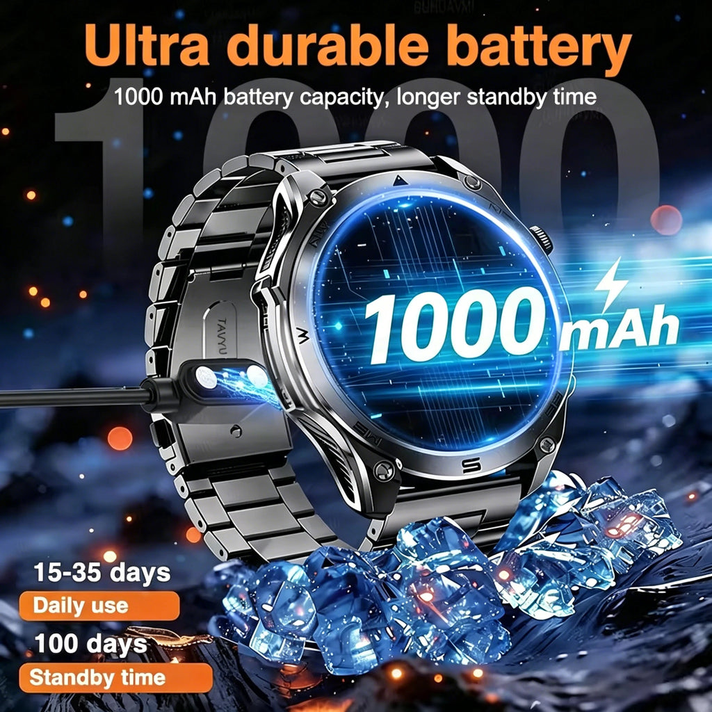 2026New Military Grade 1000mAh Battery GPS Smart Watch 10ATM Waterproof Compass Altimeter Call AMOLED Men Swim Sports Smartwatch