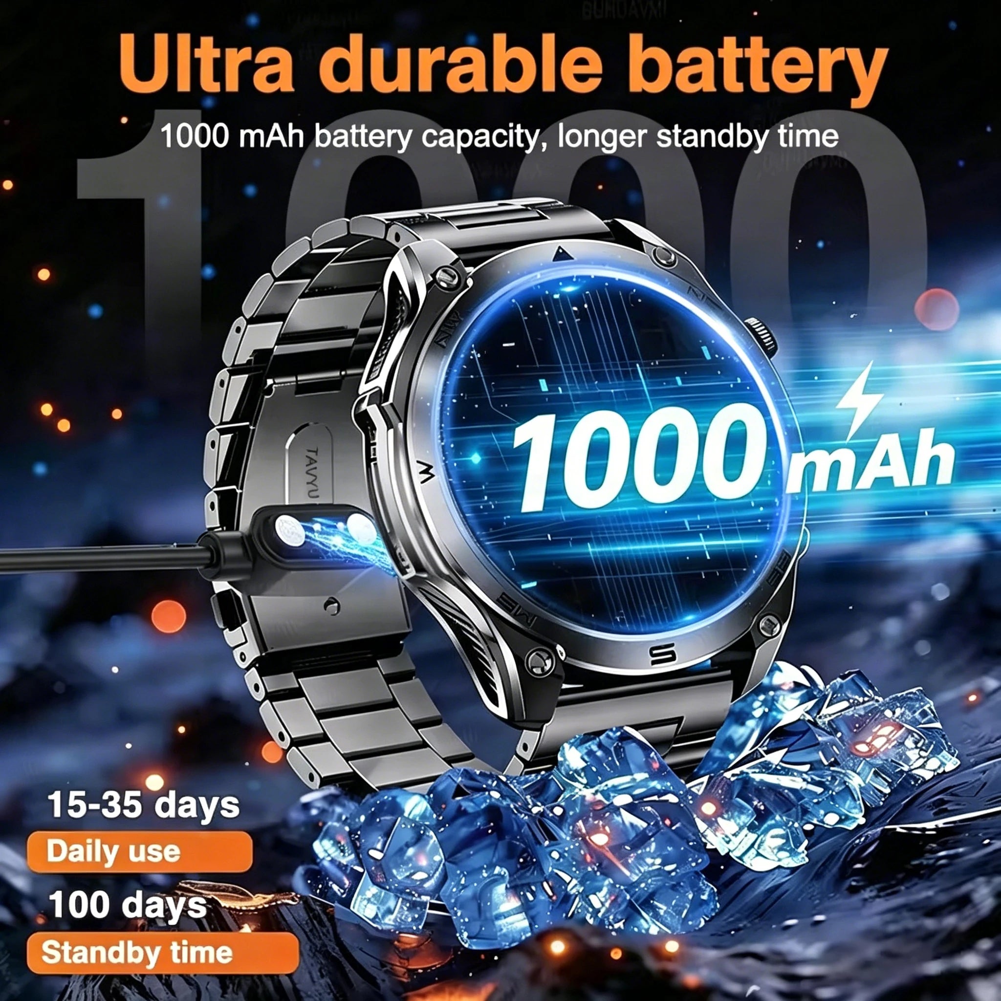 2026New Military Grade 1000mAh Battery GPS Smart Watch 10ATM Waterproof Compass Altimeter Call AMOLED Men Swim Sports Smartwatch