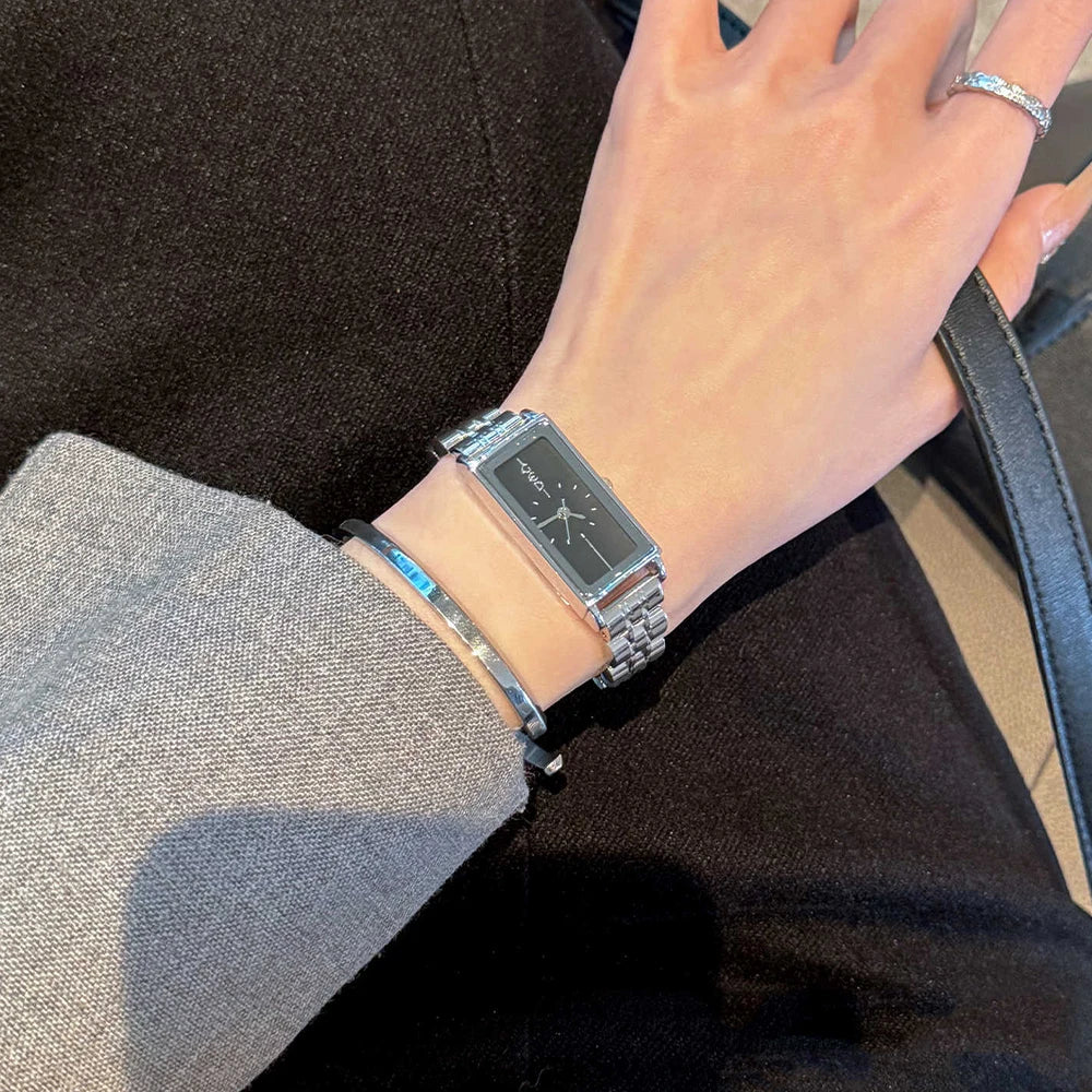 GEDI Watches for Woman Rectangular Steel Bracelet Women's Silver Watches Quartz Vintage Watch Waterproof Fashionable Wristwatch