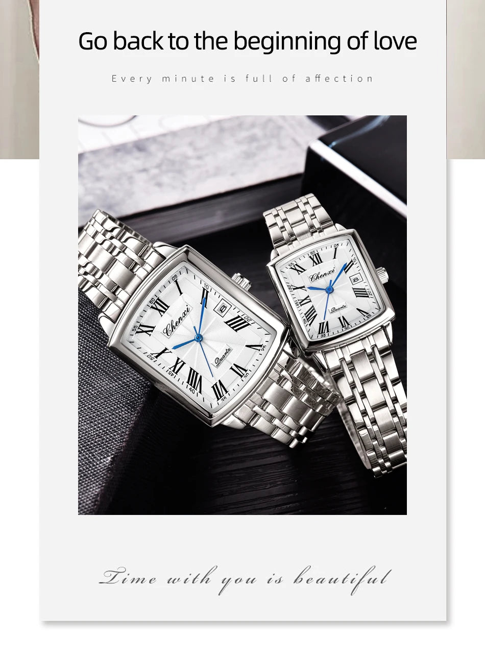 CHENXI Watches for Man Fashion Casual Calendar Quartz Watch Stainless Steel Bracelet Waterproof Men's Wristwatches Gifts