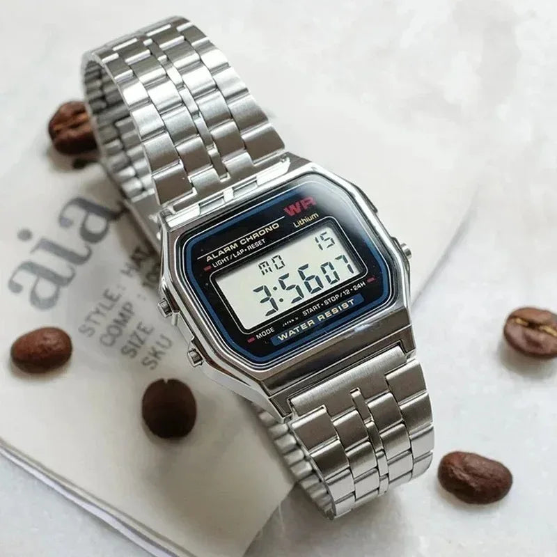 Luxury LED Digital Watches for Men Stainless Steel Gold Sliver Electronic Watch Fashion Business Mens Watch relogios masculino