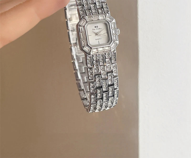 BS Bee Sister Ladies Watches Luxury Diamond Watch Square Bracelet Quartz Wristwatches Fashion Casual Watches Gift Women