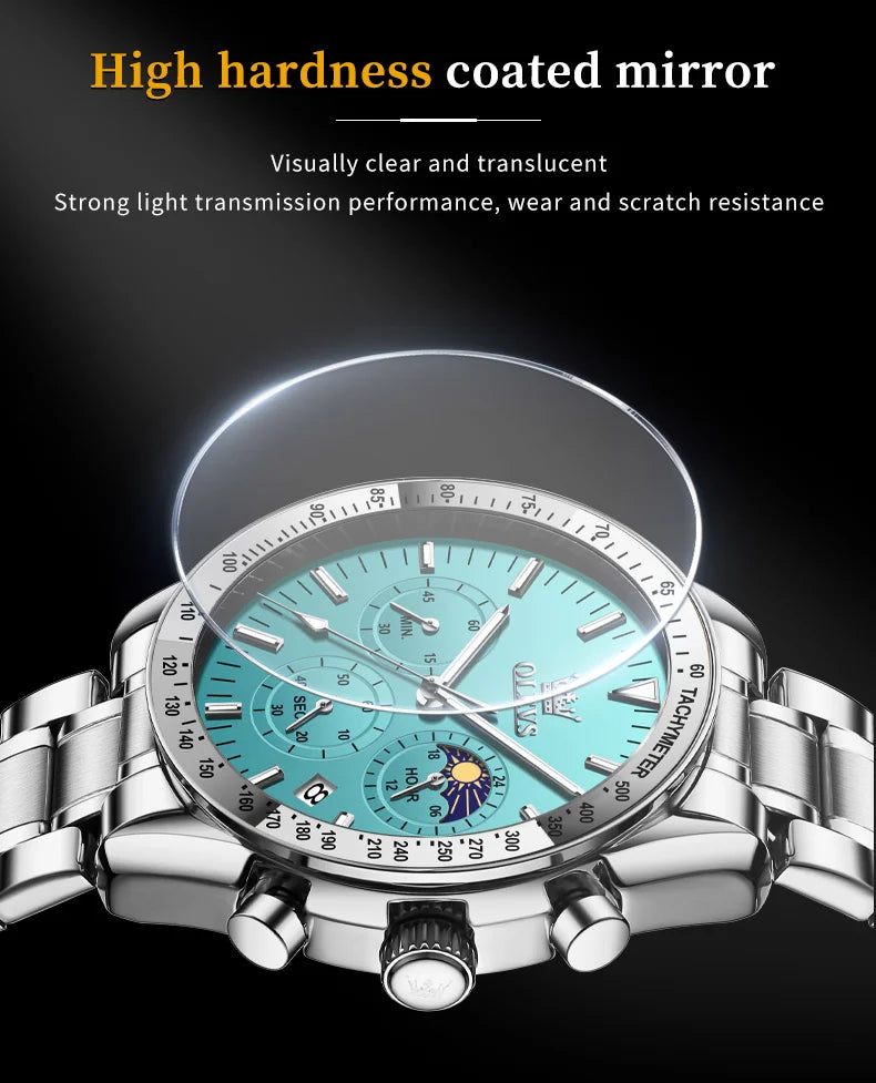 OLEVS 3618 Mens Watch Original Brand Waterproof Luminous Quartz Wristwatch Watch For Man  Multifunctional Chronograph With Box