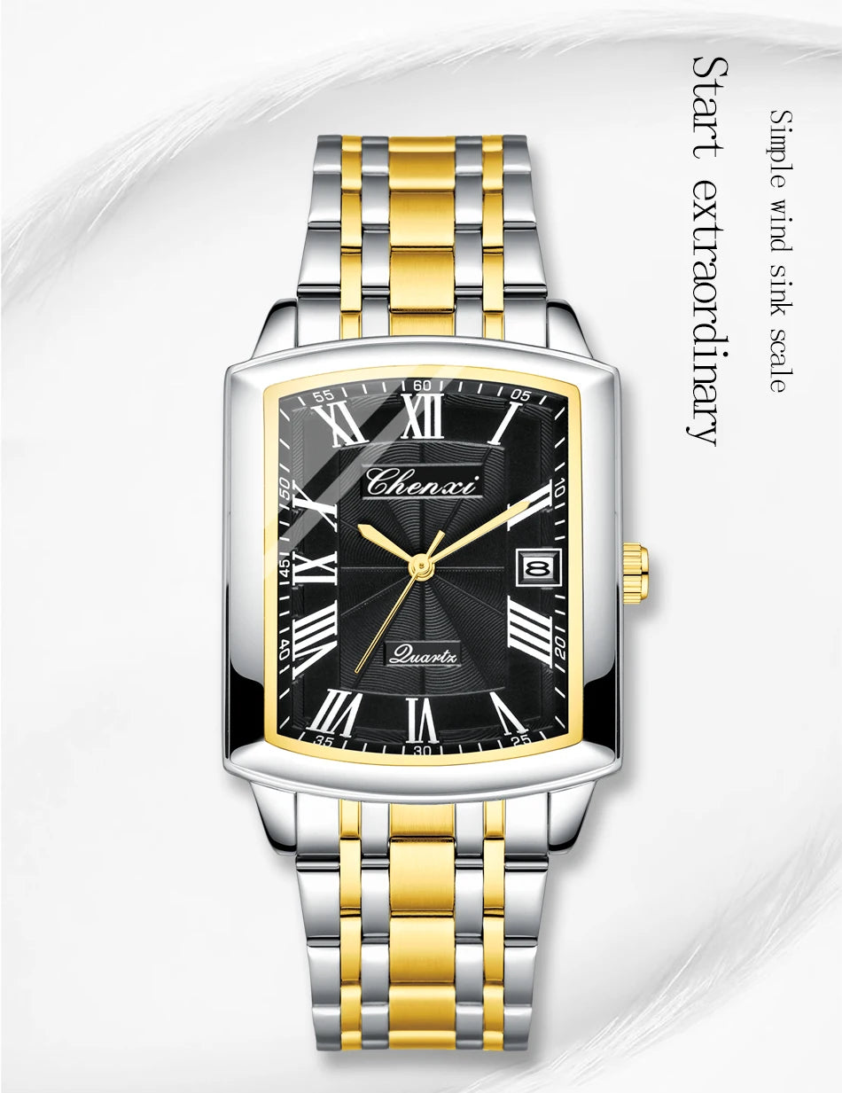 CHENXI Watches for Man Fashion Casual Calendar Quartz Watch Stainless Steel Bracelet Waterproof Men's Wristwatches Gifts