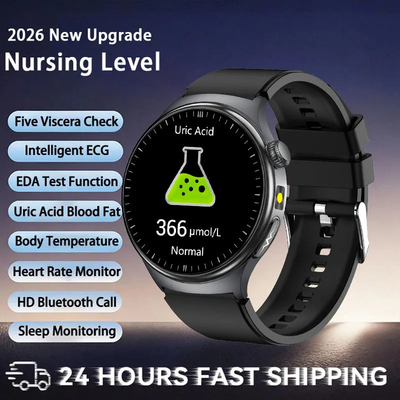 2026 New Accurate Diagnosis ECG Smart Watch Body Fat Blood oxygen BP Health Sport HD AMOLED Screen call Smart watch Men women