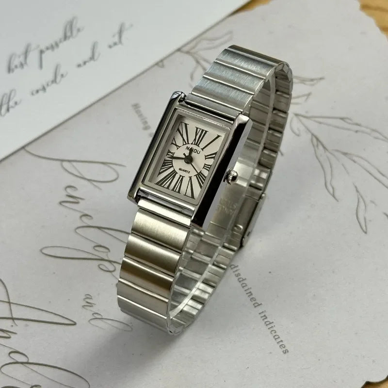 Hot Sale Women Square Dial Quartz Watch Minimalist Steel Strap Wristwatch Para Mujer Ladies Gifts Dropshipping Relógio Feminino
