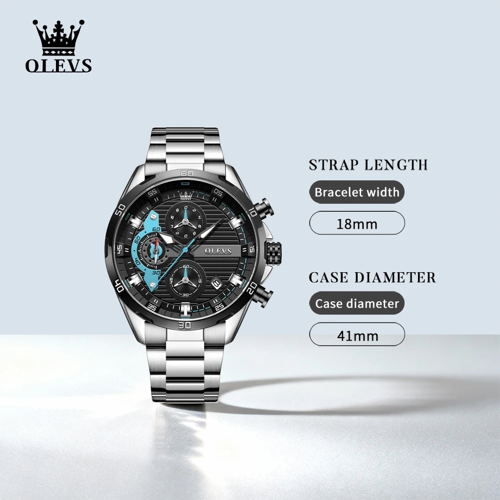 OLEVS 2993 Brand original authentic watches for man luxury Sports chronograph calendar steel band quartz men's watch