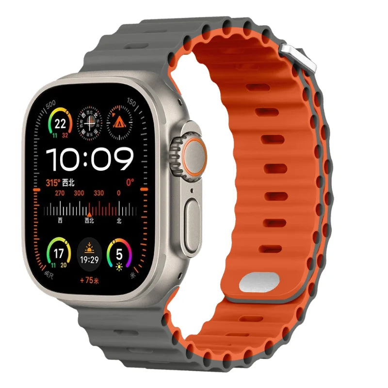 Ocean strap For Apple Watch Ultra 3 2 1 Band 49mm 11 10 9 8 7 46mm 45mm 41mm Silicone Wristband iWatch 6 5 4 SE3 44mm 40mm 42mm