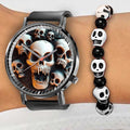 Hot 2025 Skull Simple Design Men's and Women's Quartz Watch Casual Silicone Black Women's Fashion Halloween Gift Wristwatch