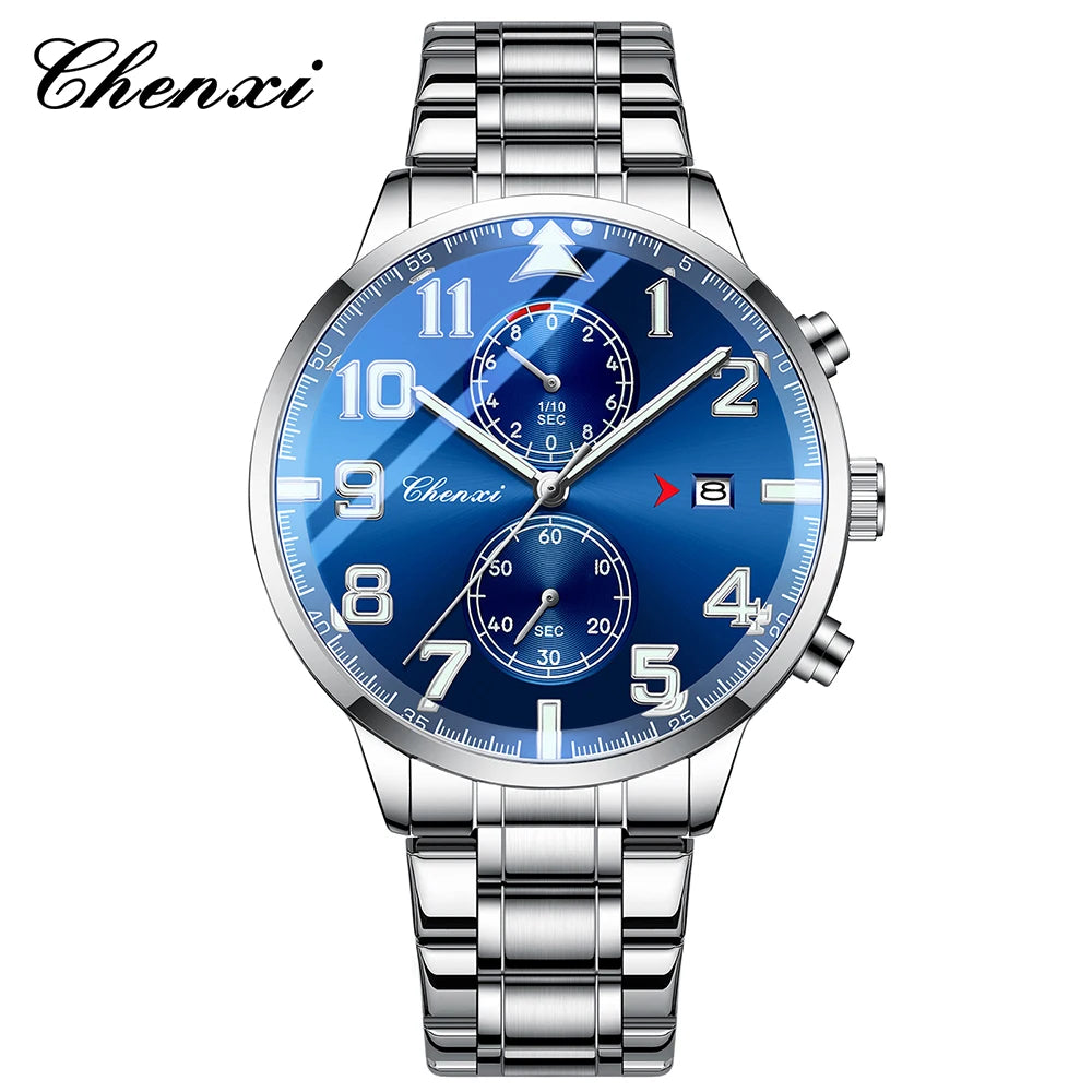 Fashion Luxury Business Men's Wristwatch Round Dial Luminous Waterproof Calendar Chronograph Man Watch