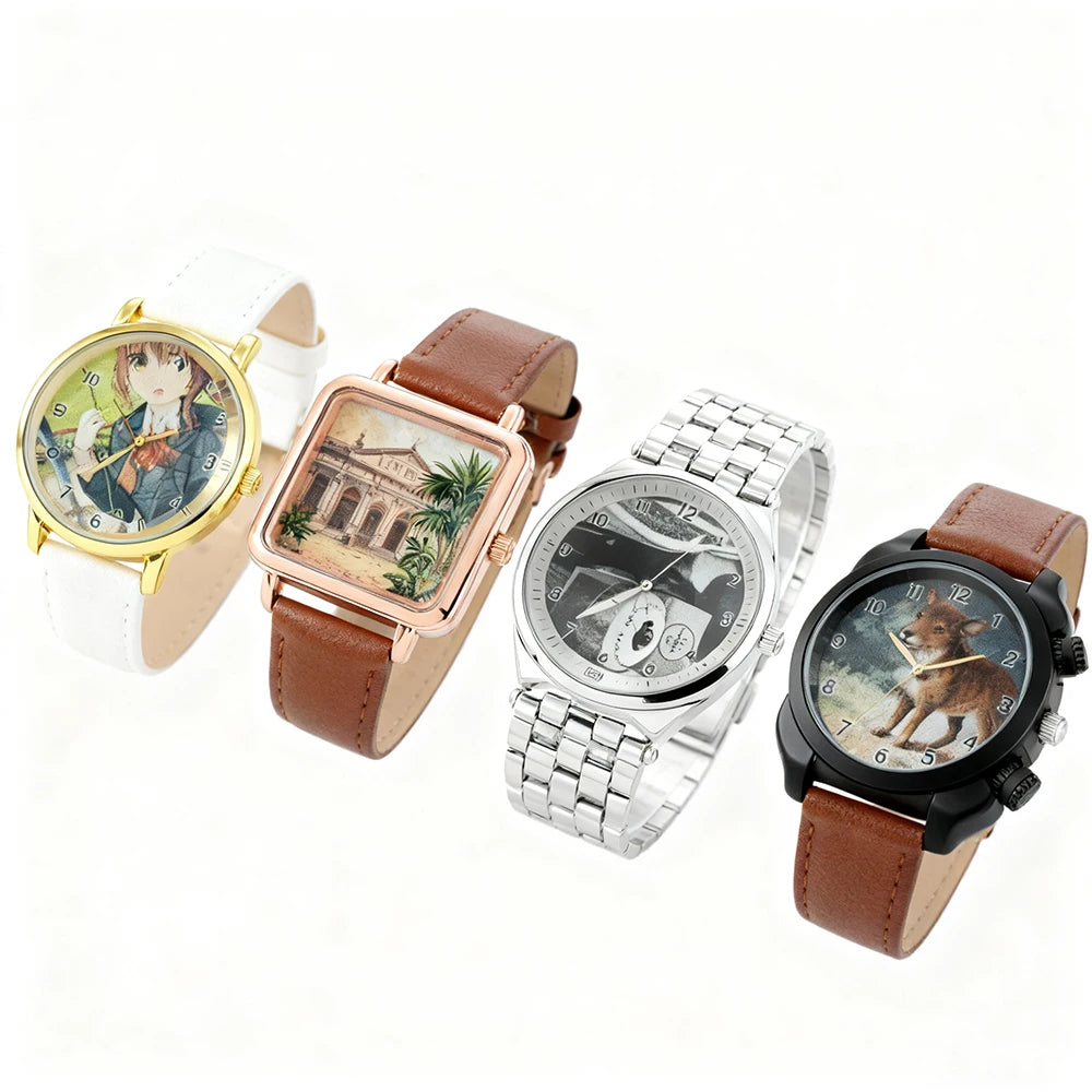 Customized Personalized Pattern Watch Unisex Printed Photo Campus Punk Cool Style Customized Wristwatch Holiday Memorial Gift