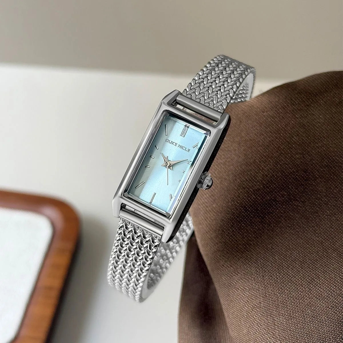 Women Watch for Girls Quartz Reloj Mujer Sliver Blue Gold Green Orologio Ladies Wristwatch Simple Vintage Rectangle Shaped Clock