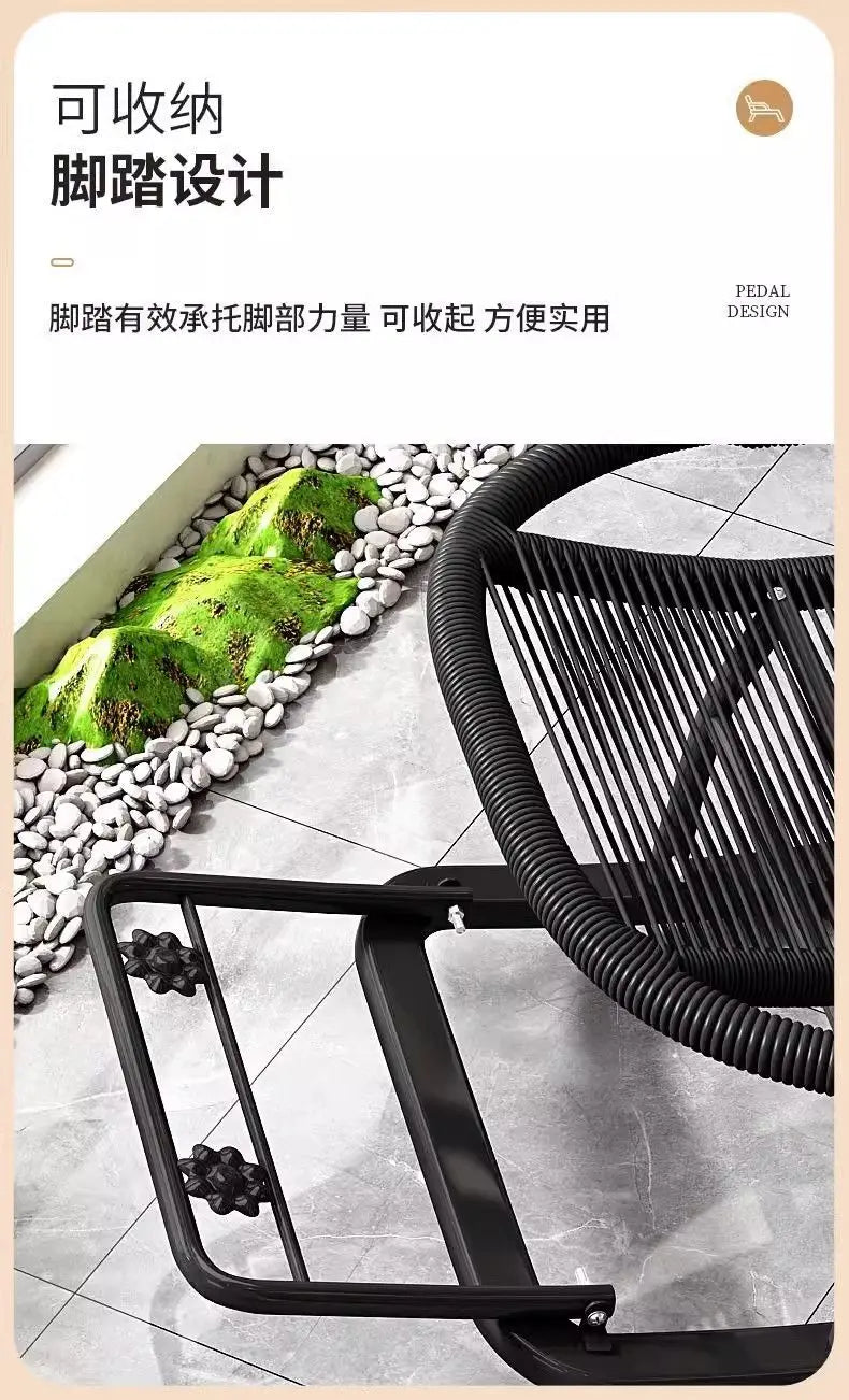 Leisure Lounge Chair, Garden Chair, Widened Rocking Chair, Rattan Rainbow Rocking Chair