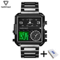 Mark Fairwhale Luxury Quartz Watches Men Fashion Brown Leather Strap Clock Military Waterproof Square Electronic WristWatch Man